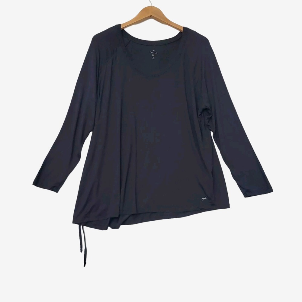 Free Fly Top Women's Long Sleeve Ruched Drawstring Athleisure Workout Gym‎ Sz 1X